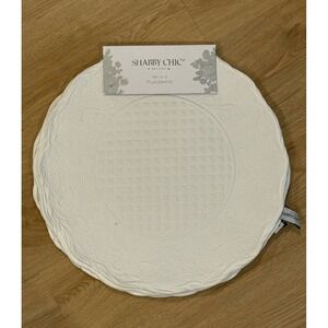 Shabby Chic Set Of 4 Scalloped Edged Off White Quilted Placemats New